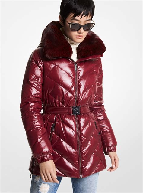 michael michael kors quilted faux fur jacket|michael kors lightweight puffer jacket.